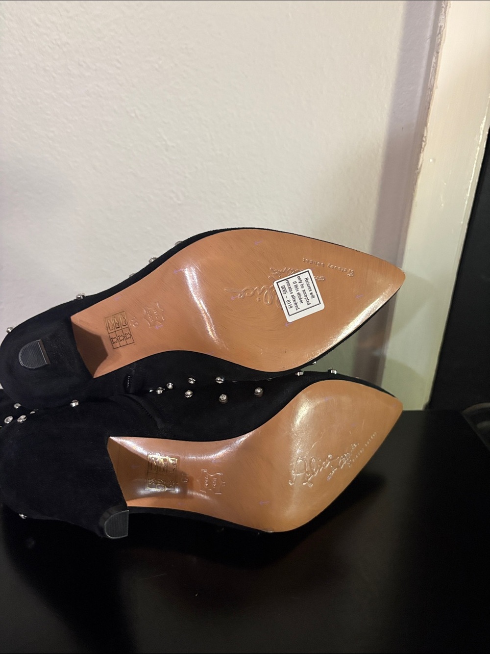 Alice & Olivia sz 10 Black Studded Suede Ankle Boots - Women's Fashion Booties - Picture 5 of 9